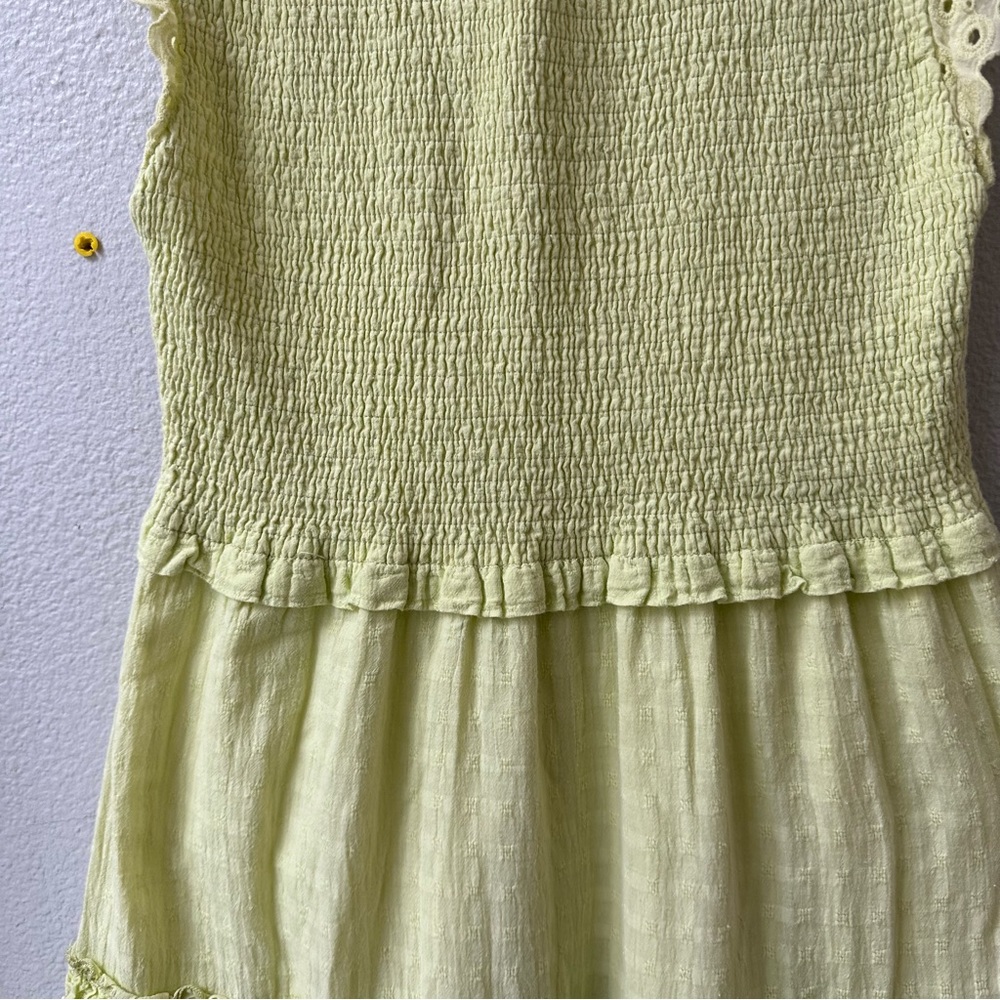 mable lime green yellow smock lace sleeve maxi dress womens M - Picture 8 of 8